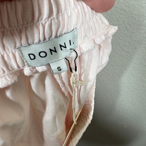 Donni Womens Small Henley Shorts Peony Light Pink Cotton Elastic Waist - Picture 7 of 9